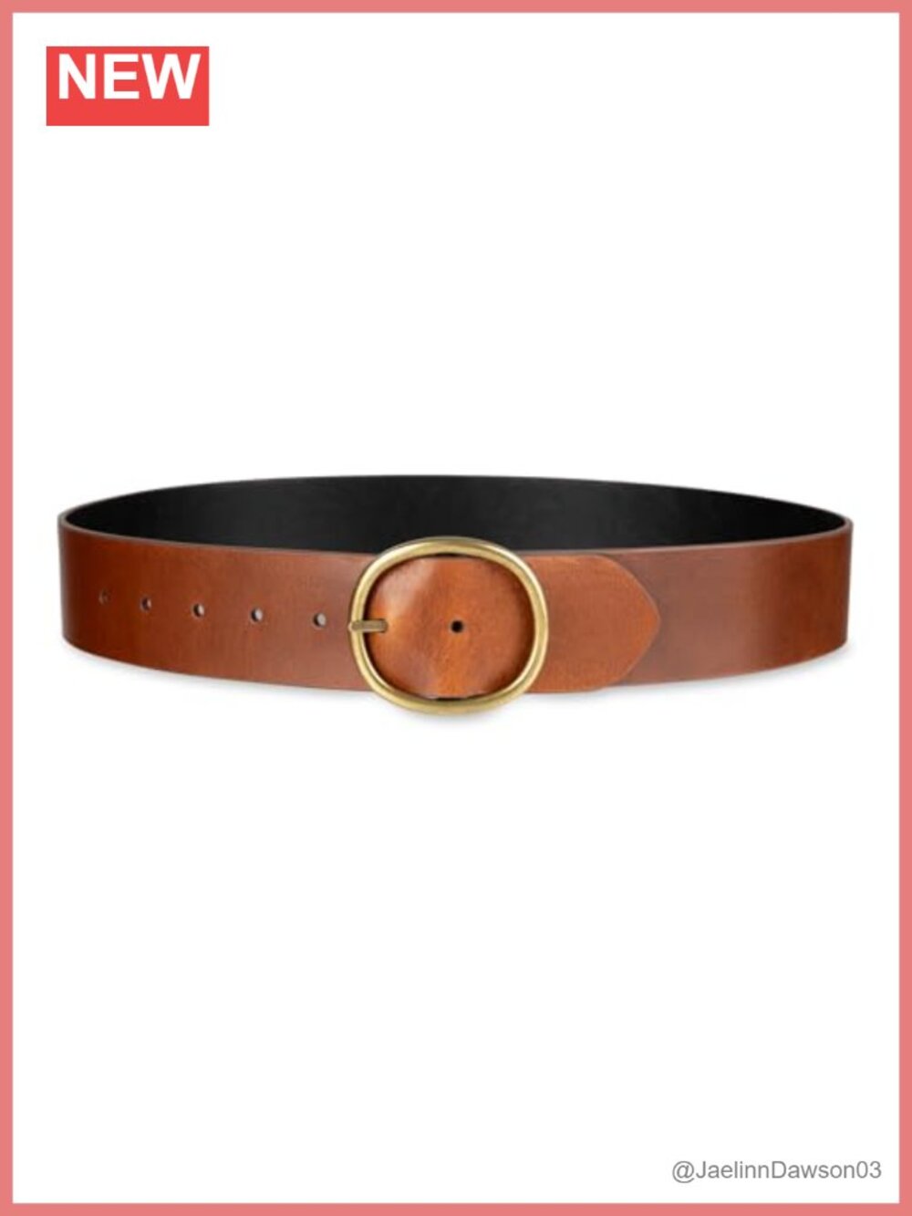 Reversible Wide Leather Belt Circle Flip Buckle 2 Inch Adjustable Women's